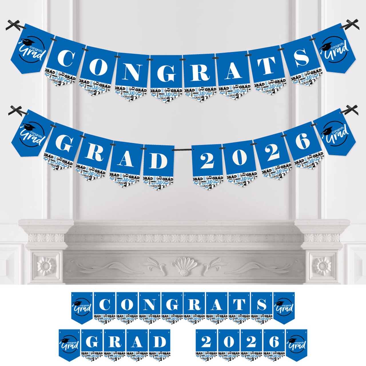 Big Dot of Happiness Blue Graduation Bunting Banner - Party Decorations - Congrats Grad 2026